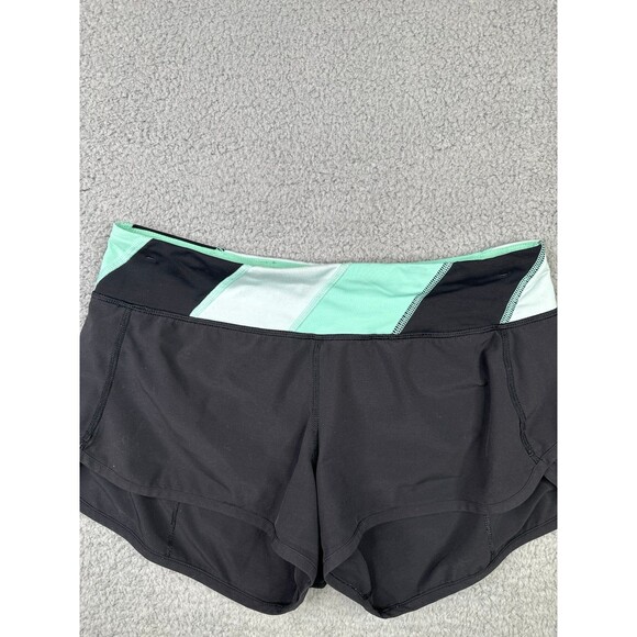 Lululemon Run Speed shorts black and mint green sz 6 - Picture 2 of 6